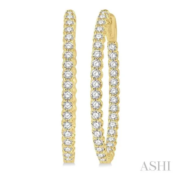 2 Ctw Inside-Out Round Cut Diamond Oval Shape Hoop Earrings in 14K Yellow Gold Hart's Jewelers Grants Pass, OR