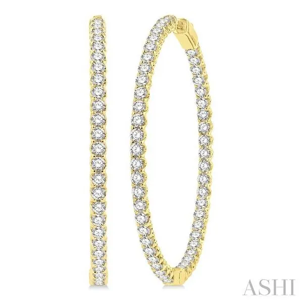 5 Ctw Inside-Out Round Cut Diamond 1 3/4 Inch Hoop Earrings in 14K Yellow Gold Hart's Jewelers Grants Pass, OR