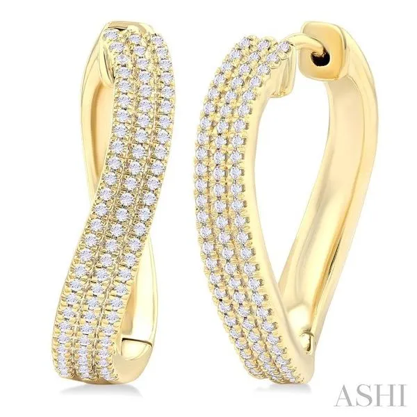 1/2 Ctw Curvy Triple Row Round Cut Diamond Fashion Earring in 10K Yellow Gold Hart's Jewelers Grants Pass, OR