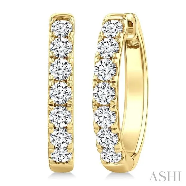 2 Ctw Round Cut Diamond Fashion Hoop Earring in 14K Yellow Gold Hart's Jewelers Grants Pass, OR