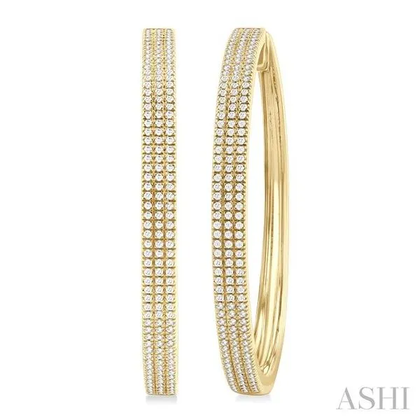 1 Ctw Triple Row Pave Set Round Cut Diamond Fashion Hoop Earring in 14K Yellow Gold Hart's Jewelers Grants Pass, OR