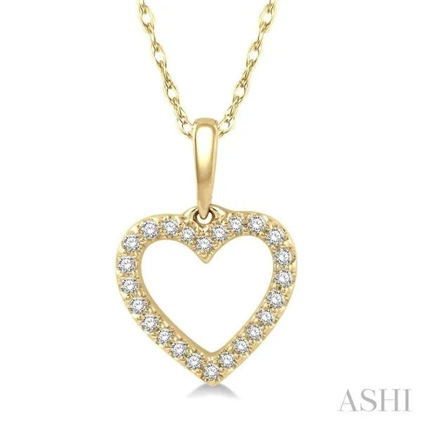 1/10 Ctw Hollow Cut Heart Charm Round Cut Diamond Petite Pendant in 10K Yellow Gold with Chain Hart's Jewelers Grants Pass, OR