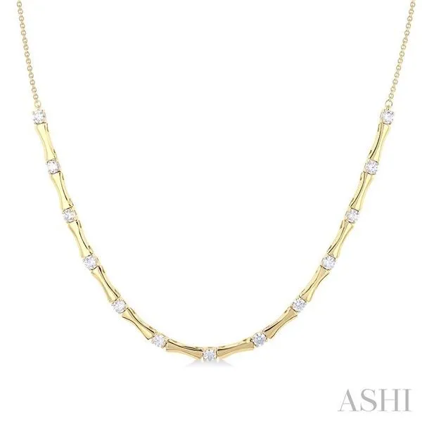 1 Ctw Halfway Bamboo Internodes Round Cut Diamond Fashion Necklace in 14K Yellow Gold Hart's Jewelers Grants Pass, OR