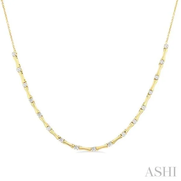 1/2 Ctw Halfway Bamboo Internodes Round Cut Diamond Fashion Necklace in 14K Yellow Gold Hart's Jewelers Grants Pass, OR