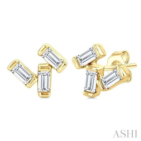 1/5 Ctw Baguette Diamond Petite Fashion Earrings in 10K Yellow Gold Hart's Jewelers Grants Pass, OR