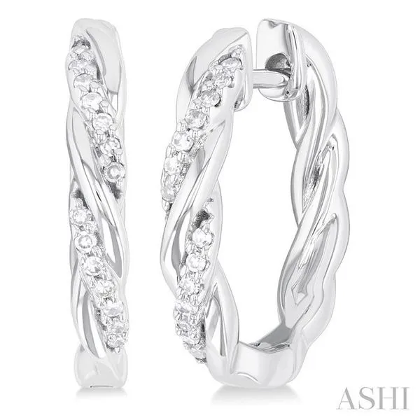 1/10 Ctw Entwined Front Round Cut Diamond Fashion Hoop Earring in 10K White Gold Hart's Jewelers Grants Pass, OR