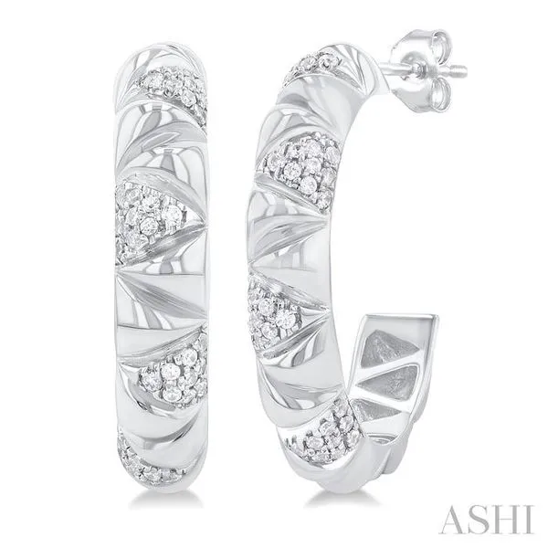 1/3 Ctw Art Deco Inspired Round Cut Diamond Fashion Half Hoop Earring in 10K White Gold Hart's Jewelers Grants Pass, OR