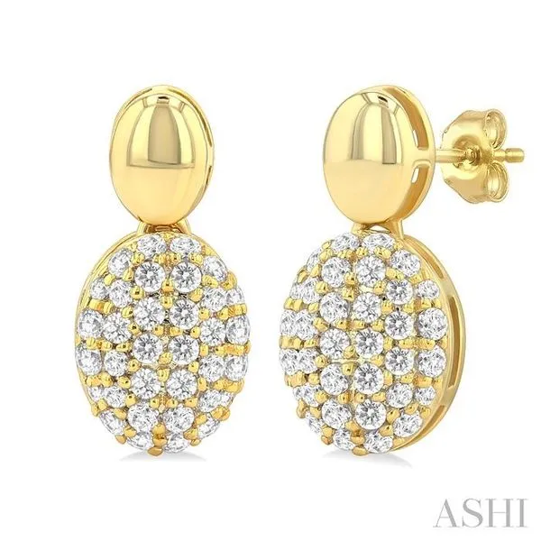 1/3 Ctw Oval Shape Mount Pave Set Round Cut Diamond Fashion Earring in 10K Yellow Gold Hart's Jewelers Grants Pass, OR