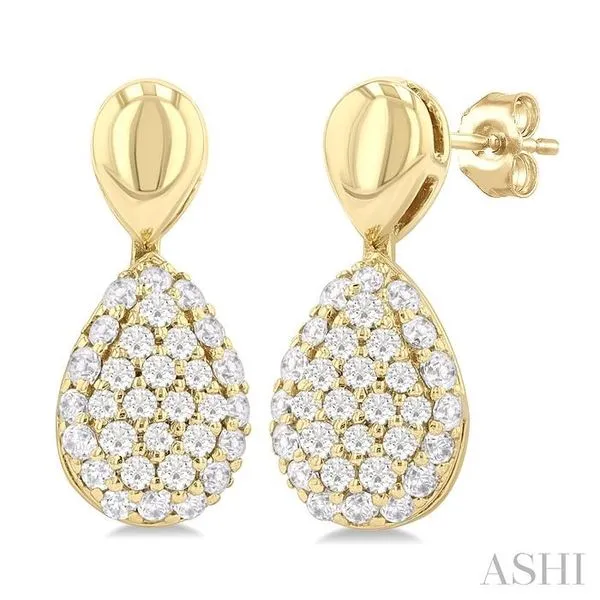1/3 Ctw Pear Shape Mount Pave Set Single Cut Diamond Fashion Earrings in 10K Yellow Gold Hart's Jewelers Grants Pass, OR