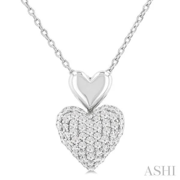 1/4 Ctw Heart Shape Pave Set Single Cut Diamond Fashion Pendant With Chain in 10K White Gold Hart's Jewelers Grants Pass, OR