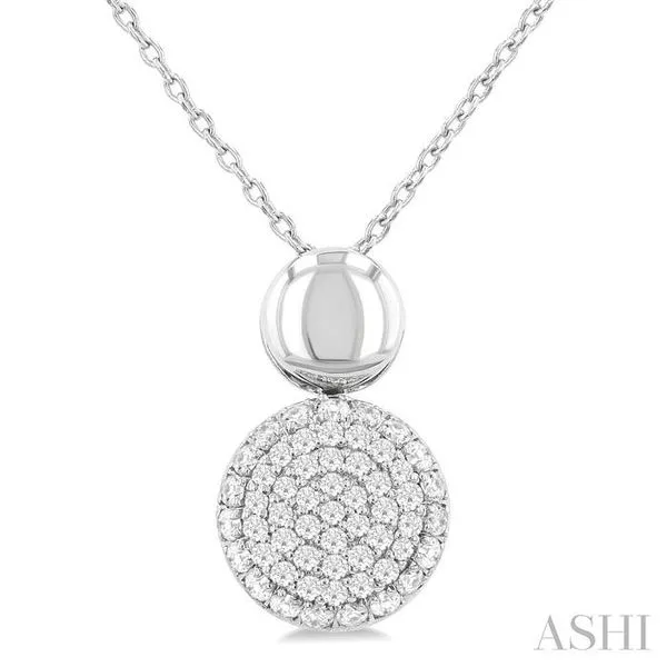 1/4 Ctw Circular Mount Pave Set Single Cut Diamond Fashion Pendant With Chain in 10K White Gold Hart's Jewelers Grants Pass, OR