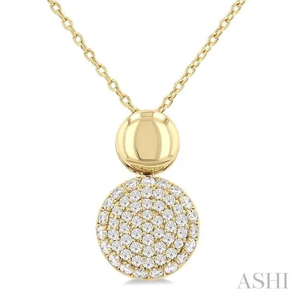 1/4 Ctw Circular Mount Pave Set Single Cut Diamond Fashion Pendant With Chain in 10K Yellow Gold Hart's Jewelers Grants Pass, OR
