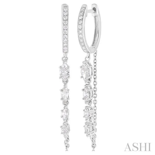 3/4 Ctw Marquise and Round Cut Diamond Journey Long Chain Fashion Earrings in 14K White Gold Hart's Jewelers Grants Pass, OR