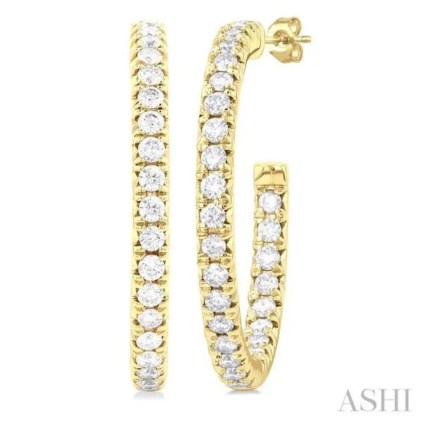 1 Ctw French Pave Set Round Cut Diamond Fashion Half Hoop Earring in 14K Yellow Gold Hart's Jewelers Grants Pass, OR