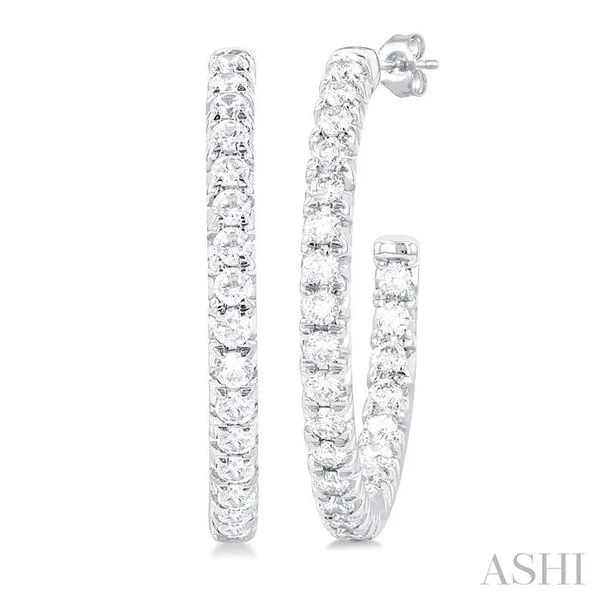 1/2 Ctw French Pave Set Round Cut Diamond Fashion Half Hoop Earring in 14K White Gold Hart's Jewelers Grants Pass, OR