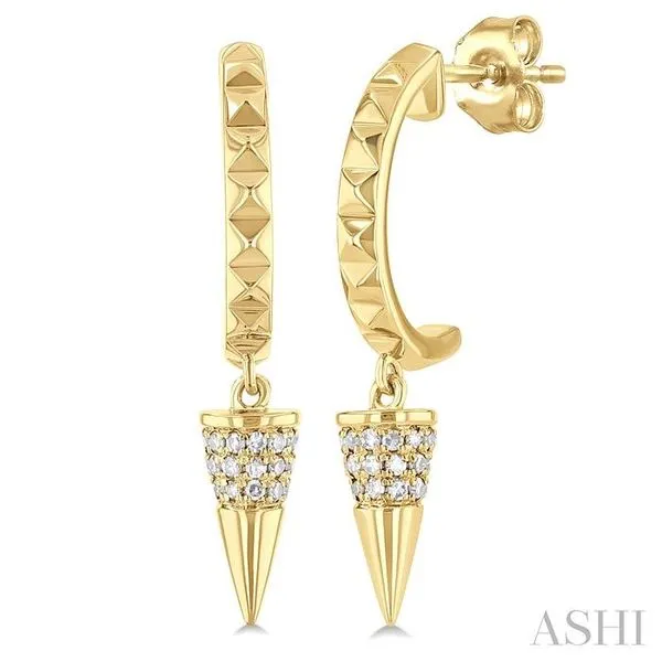 1/6 Ctw Cone Shape Motif Single Cut Diamond Half Hoop Fashion Earrings in 14K Yellow Gold Hart's Jewelers Grants Pass, OR