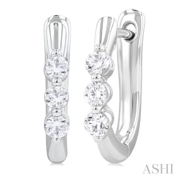 1/3 Ctw 3-Stone Round Cut Diamond Fashion Hoop Earring in 14K White Gold Hart's Jewelers Grants Pass, OR