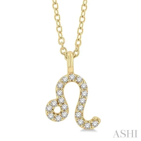 1/10 Ctw Leo Round Cut Diamond Zodiac Pendant With Chain in 10K Yellow Gold Hart's Jewelers Grants Pass, OR