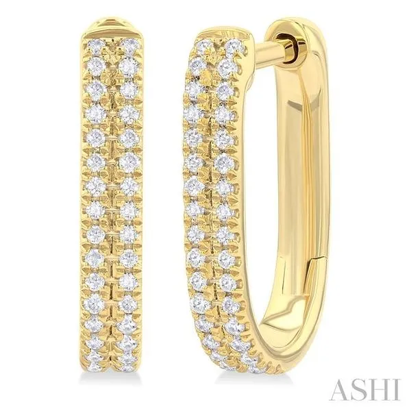 1/5 Ctw Twin Row Round Cut Diamond Fashion Hoop Earring in 10K Yellow Gold Hart's Jewelers Grants Pass, OR
