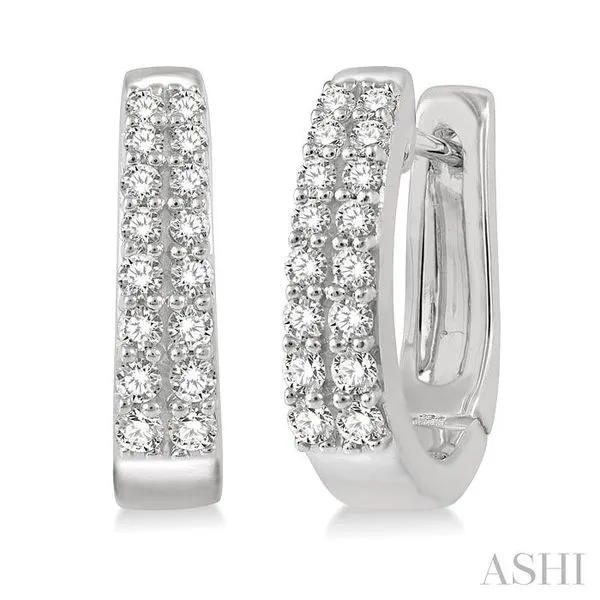 1/3 Ctw Round Cut Diamond Petite Huggie Earrings in 14K White Gold Hart's Jewelers Grants Pass, OR