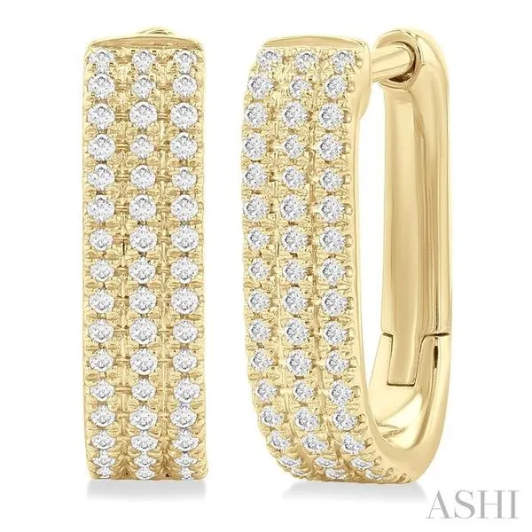 1/3 Ctw Triple Row Round Cut Diamond Hoop Earring in 10K Yellow Gold Hart's Jewelers Grants Pass, OR