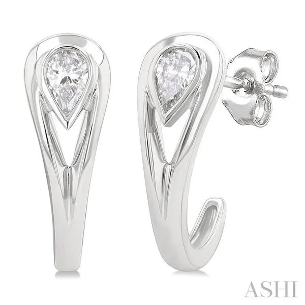 1/3 Ctw Pear Cut Diamond Half Hoop Fashion Earrings in 14K White Gold Hart's Jewelers Grants Pass, OR