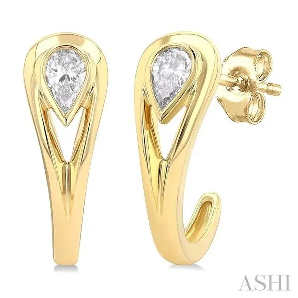 1/3 Ctw Pear Cut Diamond Half Hoop Fashion Earrings in 14K Yellow Gold Hart's Jewelers Grants Pass, OR