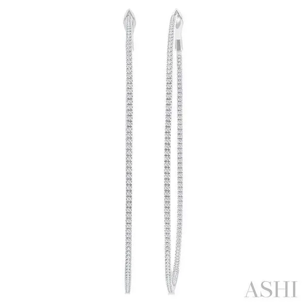 1 1/2 Ctw Inside & Outside Round Cut Diamond Hoop Earring in 14K White Gold Hart's Jewelers Grants Pass, OR