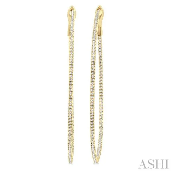 1 Ctw Inside & Outside Round Cut Diamond Hoop Earring in 14K Yellow Gold Hart's Jewelers Grants Pass, OR