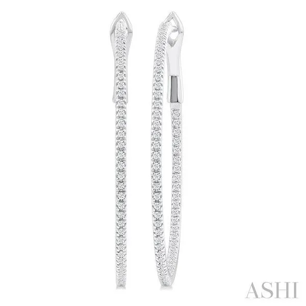 1/2 Ctw Inside & Outside Round Cut Diamond Hoop Earring in 14K White Gold Hart's Jewelers Grants Pass, OR