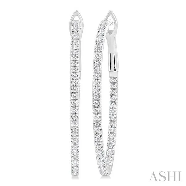 1/3 Ctw Inside & Outside Round Cut Diamond Hoop Earring in 14K White Gold Hart's Jewelers Grants Pass, OR