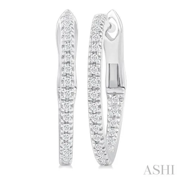 1/6 Ctw Inside & Outside Round Cut Diamond Hoop Earring in 10K White Gold Hart's Jewelers Grants Pass, OR