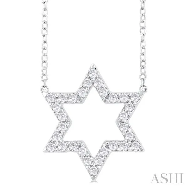1/4 Ctw Star of David Round Cut Diamond Fashion Pendant With Chain in 14K White Gold Hart's Jewelers Grants Pass, OR