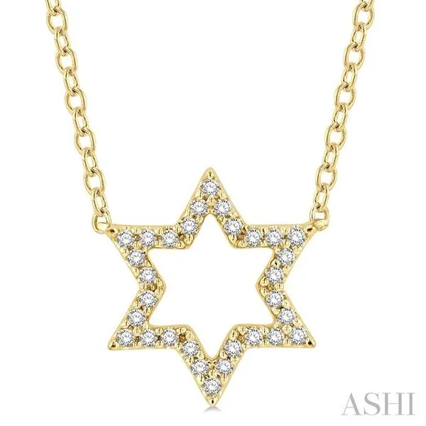 1/10 Ctw Star of David Petite Round Cut Diamond Fashion Pendant With Chain in 10K Yellow Gold Hart's Jewelers Grants Pass, OR