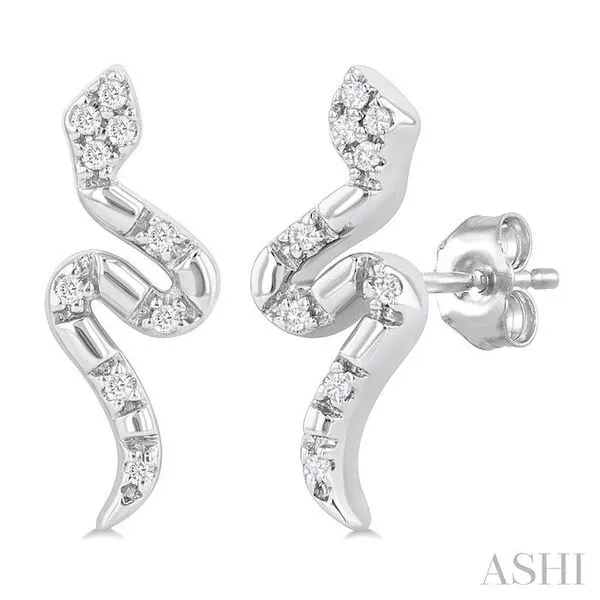 1/20 Ctw Petite Snake Round Cut Diamond Fashion Stud Earring in 10K White Gold Hart's Jewelers Grants Pass, OR