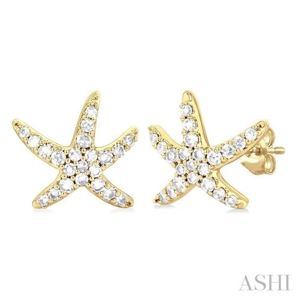 1/5 Ctw Petite Starfish Round Cut Diamond Fashion Stud Earring in 10K Yellow Gold Hart's Jewelers Grants Pass, OR