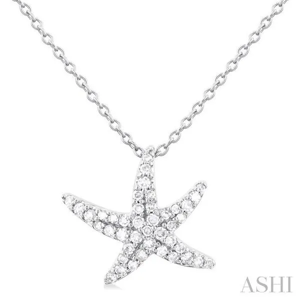 1/5 Ctw Petite Starfish Round Cut Diamond Fashion Pendant With Chain in 10K White Gold Hart's Jewelers Grants Pass, OR