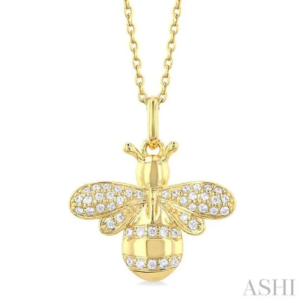 1/6 Ctw Petite Bumble Bee Round Cut Diamond Fashion Pendant With Chain in 10K Yellow Gold Hart's Jewelers Grants Pass, OR