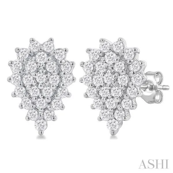 1/5 Ctw Petite Pear Shape Round Cut Diamond Cluster Fashion Stud Earring in 10K White Gold Hart's Jewelers Grants Pass, OR