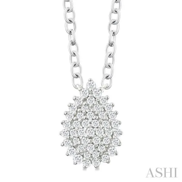 1/6 Ctw Petite Pear Shape Round Cut Diamond Cluster Fashion Pendant With Chain in 10K White Gold Hart's Jewelers Grants Pass, OR