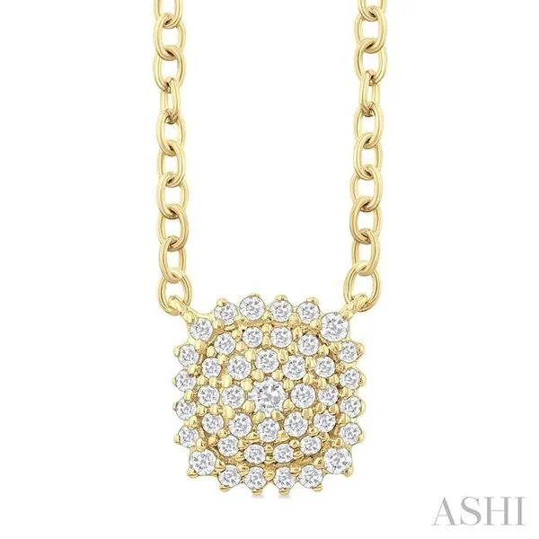 1/6 Ctw Petite Cushion Shape Round Cut Diamond Cluster Fashion Pendant With Chain in 10K Yellow Gold Hart's Jewelers Grants Pass, OR