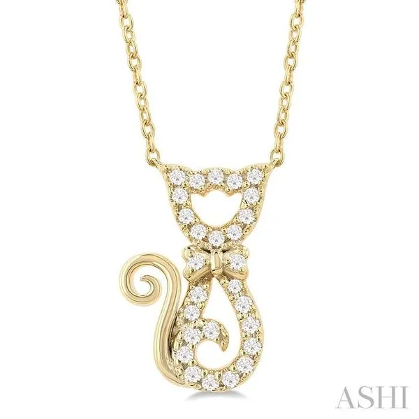 1/10 Ctw Cat Shape Petite Single Cut Diamond Fashion Pendant With Chain in 10K Yellow Gold Hart's Jewelers Grants Pass, OR