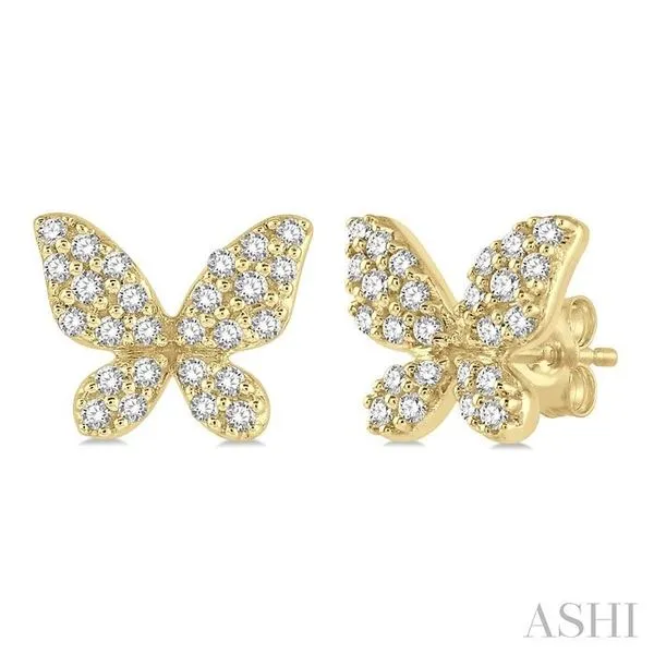 1/5 Ctw Butterfly Motif Round Cut Diamond Petite Fashion Earring in 10K Yellow Gold Hart's Jewelers Grants Pass, OR