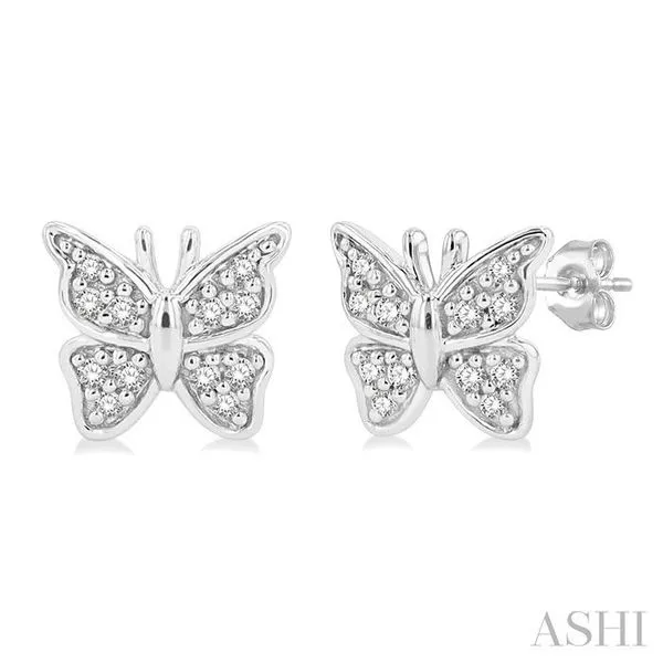 1/10 Ctw Petite Butterfly Round Cut Diamond Fashion Stud Earring in 10K White Gold Hart's Jewelers Grants Pass, OR