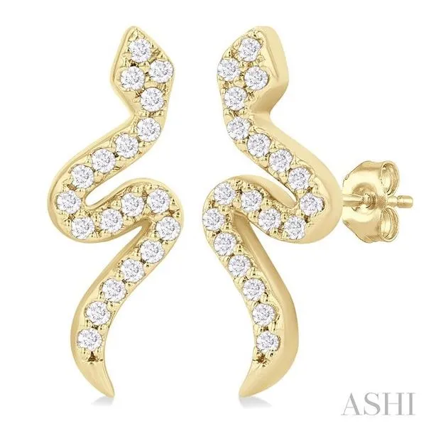 1/8 Ctw Petite Snake Round Cut Diamond Fashion Stud Earring in 10K Yellow Gold Hart's Jewelers Grants Pass, OR