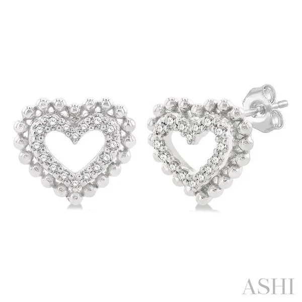 1/8 Ctw Petite Heart Round Cut Diamond Fashion Stud Earring in 10K White Gold Hart's Jewelers Grants Pass, OR