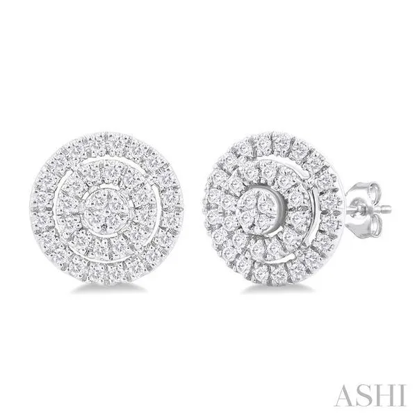 1/5 Ctw Double Halo Round Shape Petite Round Cut Diamond Fashion Stud Earring in 10K White Gold Hart's Jewelers Grants Pass, OR