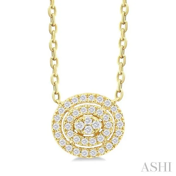 1/6 Ctw Double Halo Oval Shape Petite Round Cut Diamond Fashion Pendant With Chain in 10K Yellow Gold Hart's Jewelers Grants Pass, OR