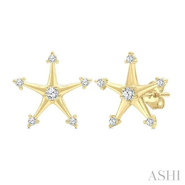 1/6 Ctw Round Cut Diamond Star Petite Earrings in 10K Yellow Gold Hart's Jewelers Grants Pass, OR