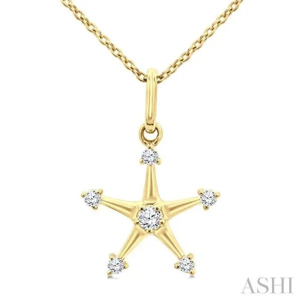 1/10 Ctw Star Round Cut Diamond Petite Fashion Pendant With Chain in 10K Yellow Gold Hart's Jewelers Grants Pass, OR